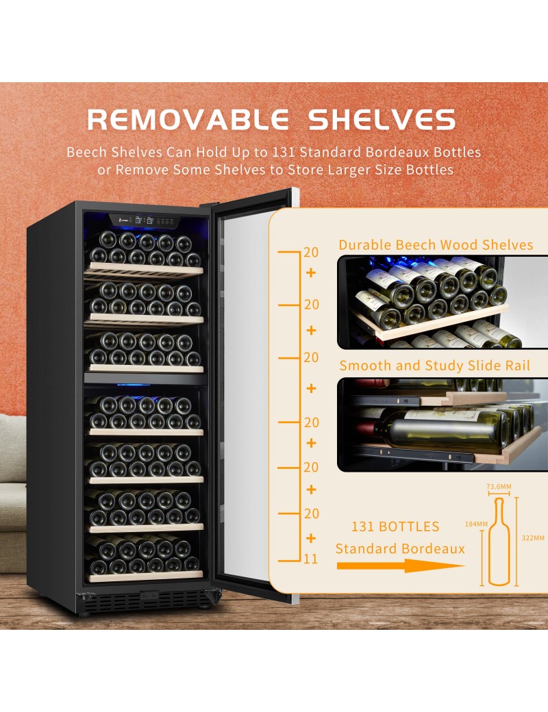 LW128DEU – Zweizonen-Weinkühlschrank für 131 Flaschen, 380 Liter