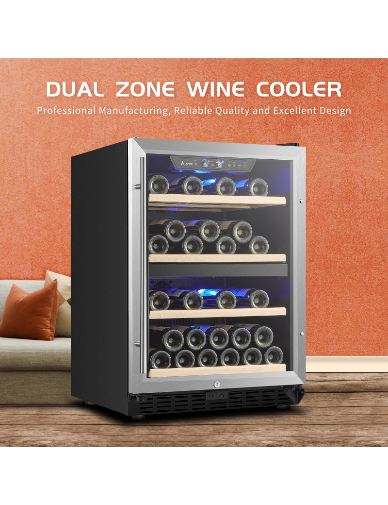 LW54DEU – Weinkühlschrank mit 41 Flaschen und zwei Zonen, 158 Liter
