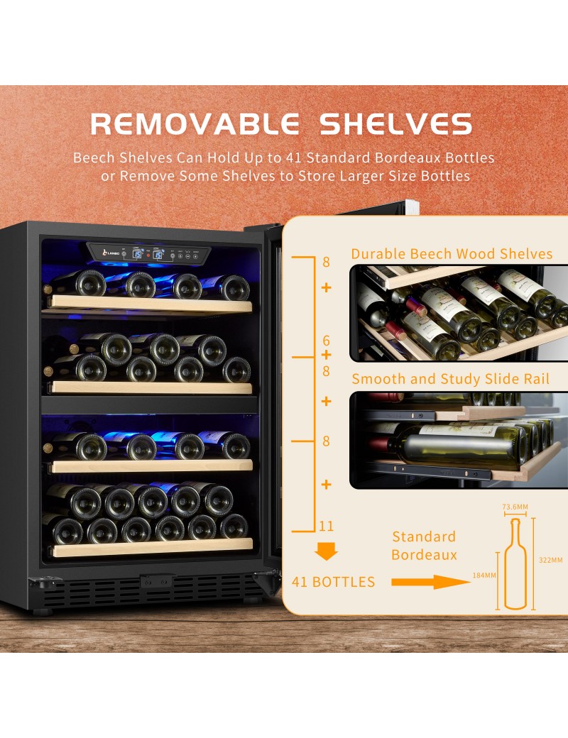 LW54DEU – Weinkühlschrank mit 41 Flaschen und zwei Zonen, 158 Liter