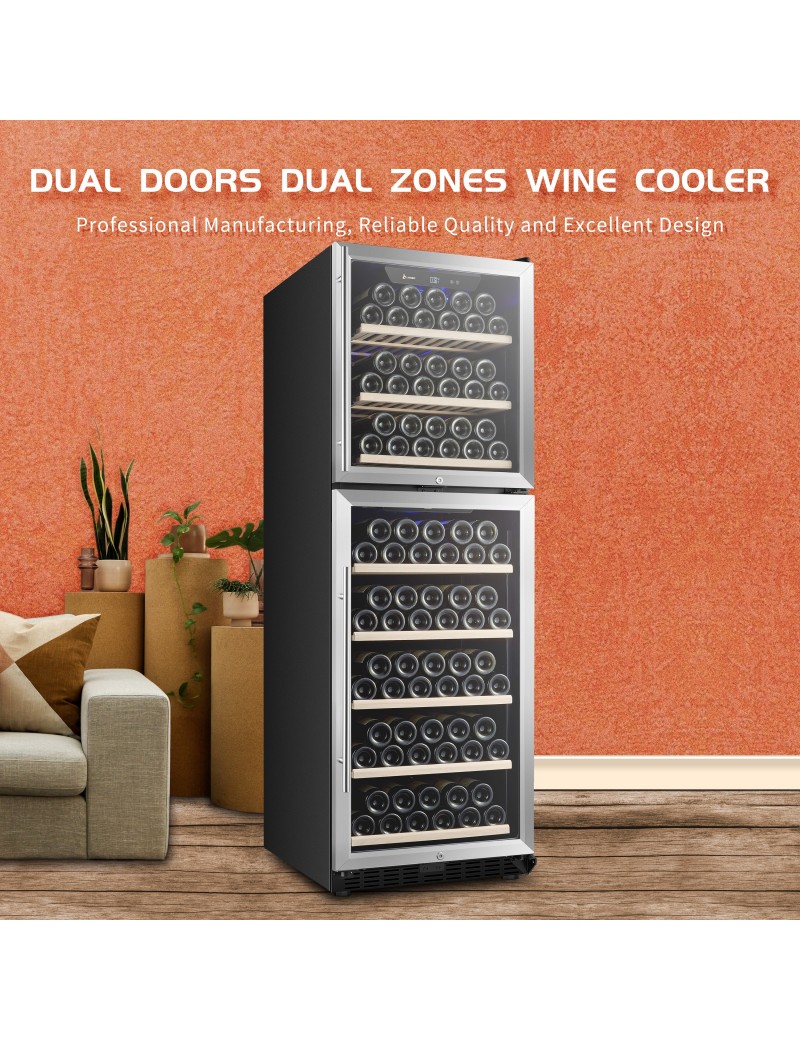 LW168DDEU - 151 Flaschen-Zweizonen-Weinkühlschrank mit zwei Türen